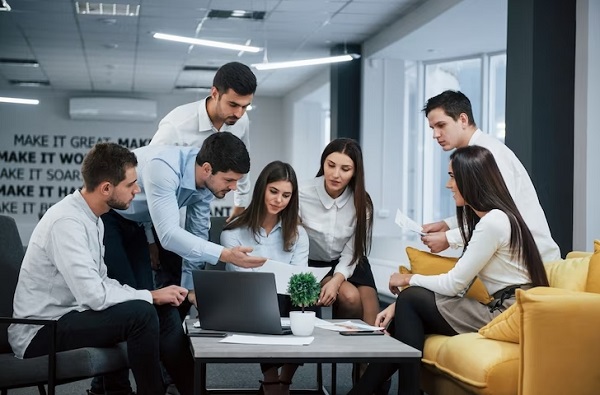 people working on office