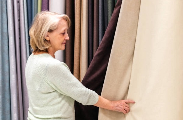woman Buying Ready Made Curtains