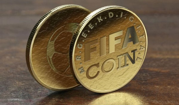 fifa coin placed vertically 