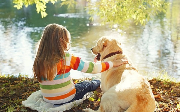 girl with dog