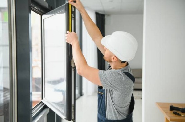 man measure the PVC Window