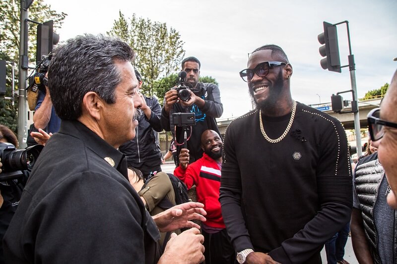 Deontay Wilder Doing a shory interview in Road