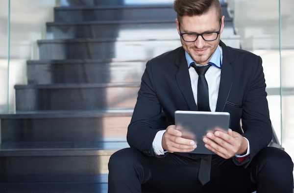 business man using laptop