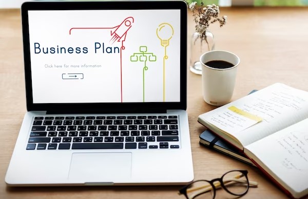 Business plan show on laptop