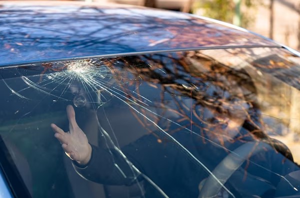 Damage car windscreen