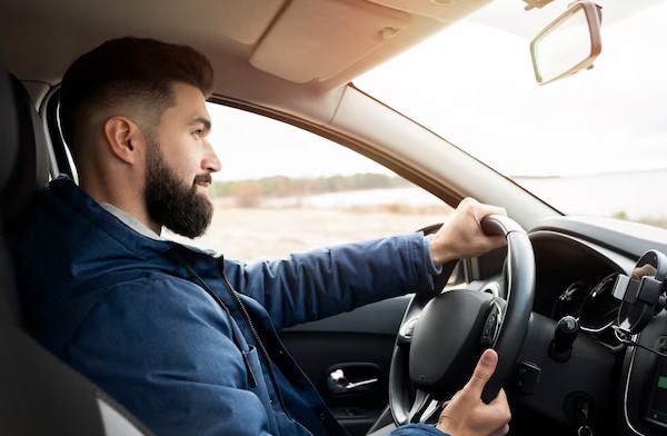 Person driving car