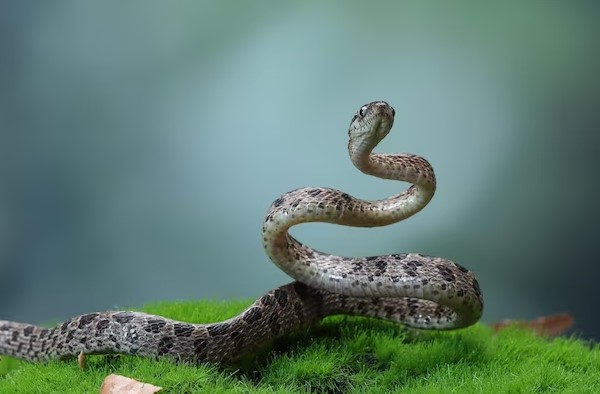 White snake with black dots on skin