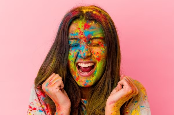 paint on happy girl face