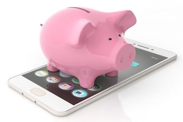 piggy bank on mobile phone