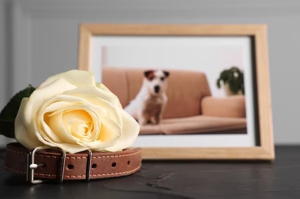 flower in front of photo frame