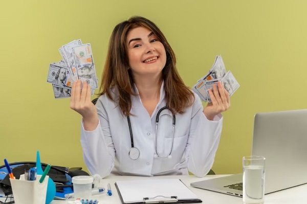 happy doctor with cash