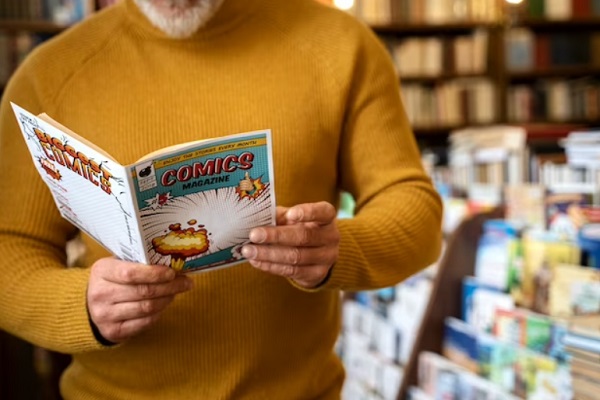 man hand holding a Comic Book