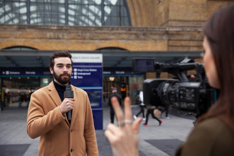 Man doing a Interview in Road