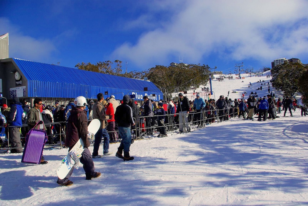 People Crowd in Mount Buller