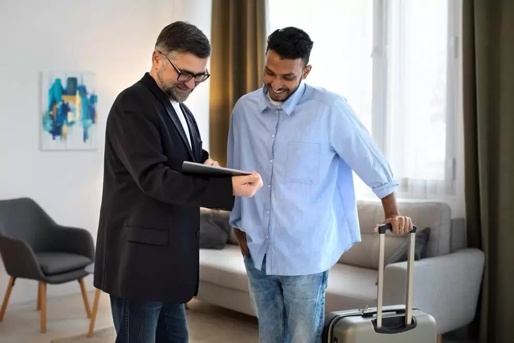 Man check a Hotel Room Rules