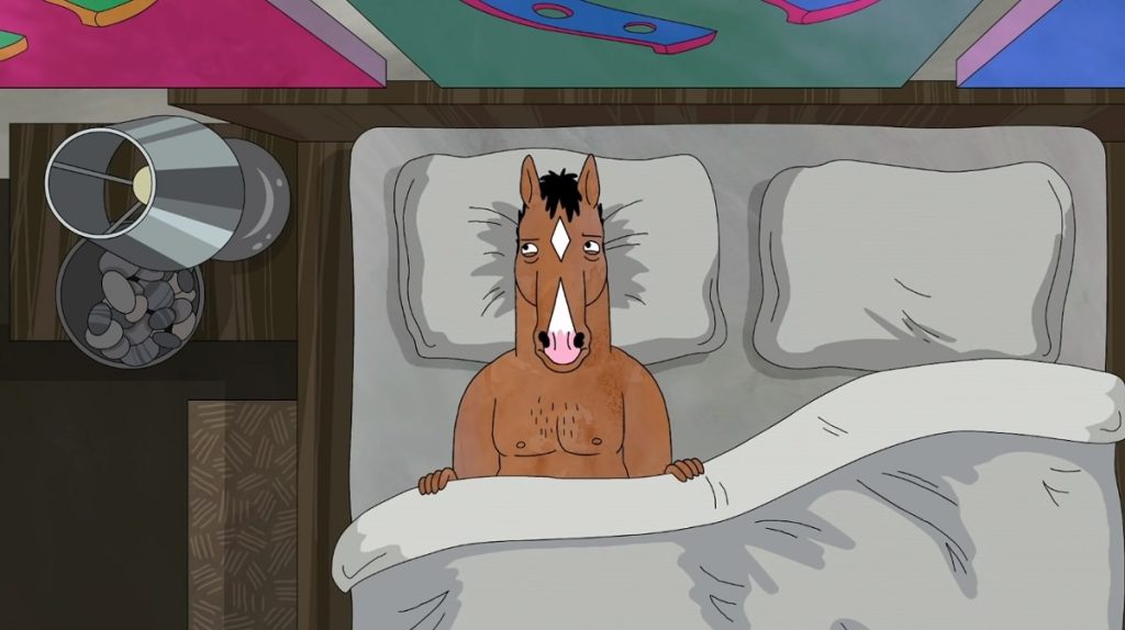 Bojack Horseman in a bed