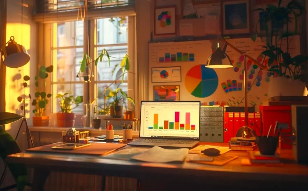 Small business team using integrated software dashboard on laptops and tablets