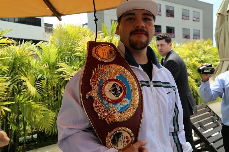 Andy Ruiz Jr Hold a Boxing wining belt